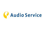Logo der Firma Audio Service als Schriftzug neben einem gelben Symbol