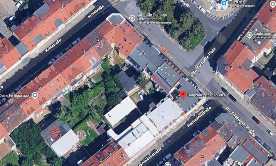 Google Maps Bild vom Standort der Filiale Hörgeräte Jens Steudler in Görlitz aus der Vogelperspektive